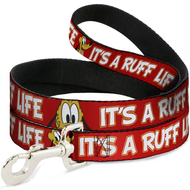 Dog Leash - Pluto 2-Pose ITS A RUFF LIFE Red/Yellow/White