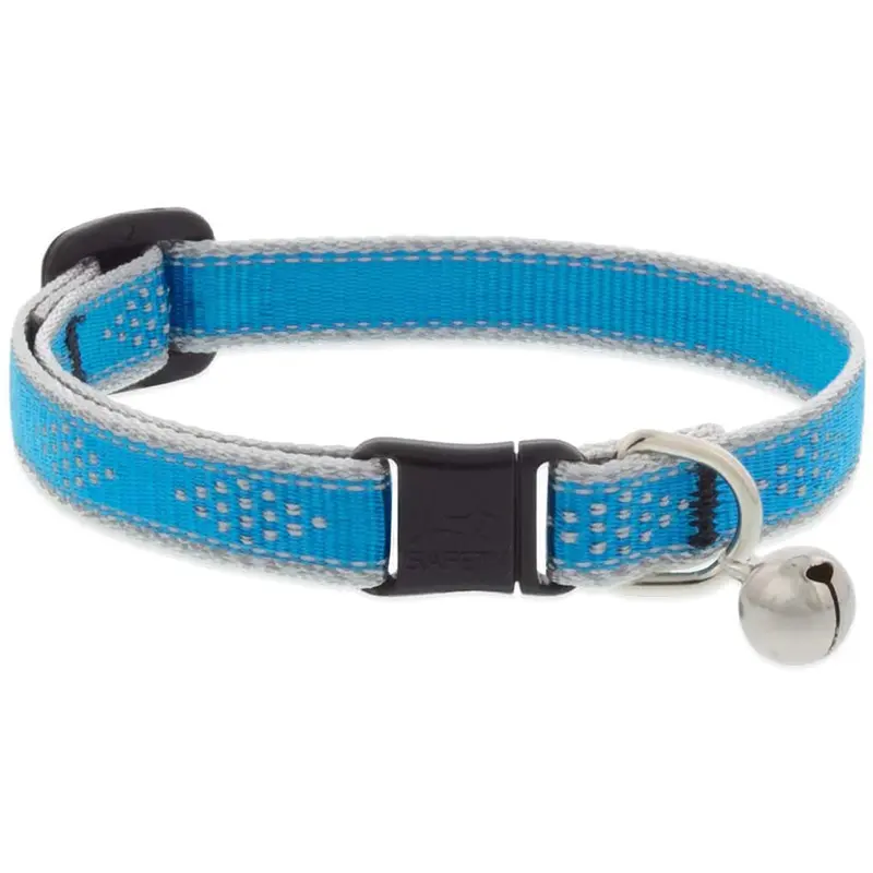 Lupine Reflective Cat Collar 1/2" Wide X 8"-12" Size Neck Blue Diamond With Bell