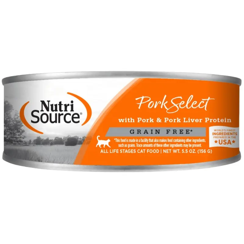 NutriSource Grain Free Select Wet Cat Food - Pork & Prok Liver - 5.5oz Can