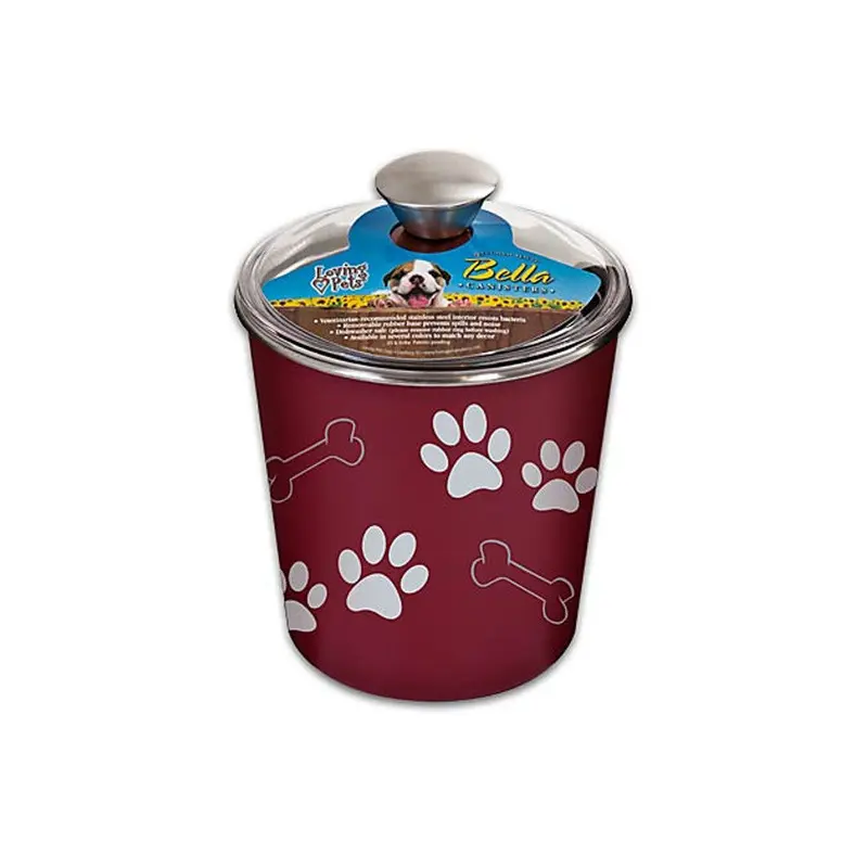 Loving Pets Bella Bowl Dog Treat Canister Merlot
