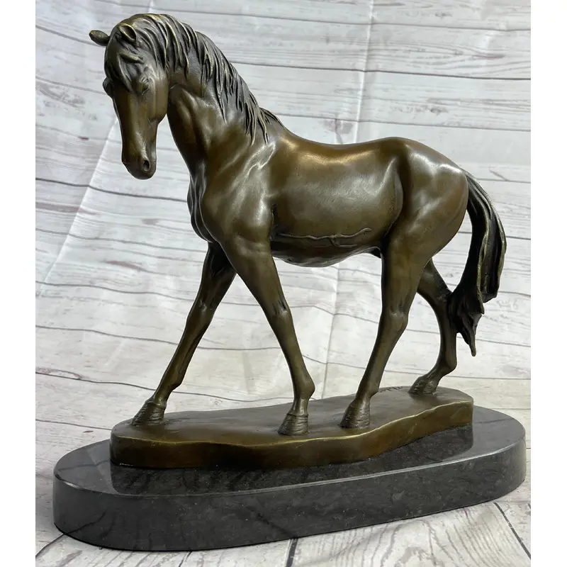Arabian Horse Mare Bronze Metal Sculpture Statue Figure on Marble Base Signed Original 12" X 12.5"