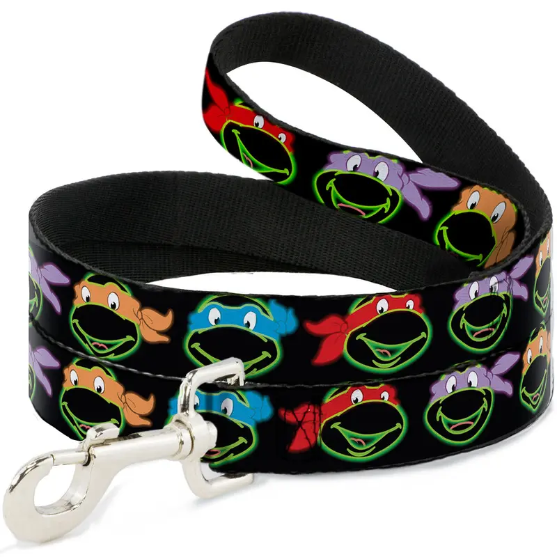 Dog Leash - Classic Teenage Mutant Ninja Turtles Electric Expressions Black/Multi Neon