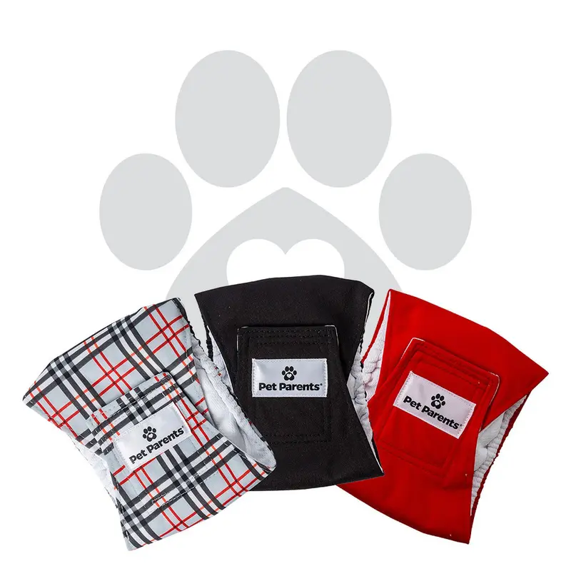 Pet Parents Bella & Calvin Washable Dog Belly Bands Designer 3 Pack Large