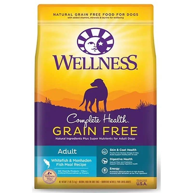 Wellness Complete Health Grain Free Natural Adult Whitefish and Menhaden Fish Meal Recipe Dry Dog Food