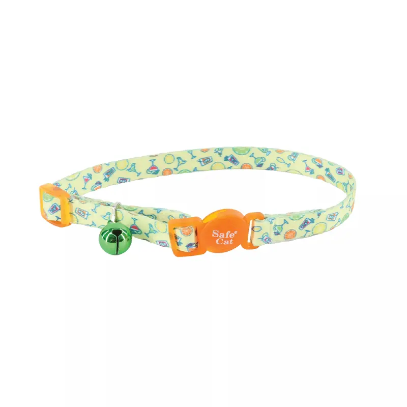 Coastal Safe Cat 3/8in Wide 8-12in Fashion Breakaway Collar Happy Hour
