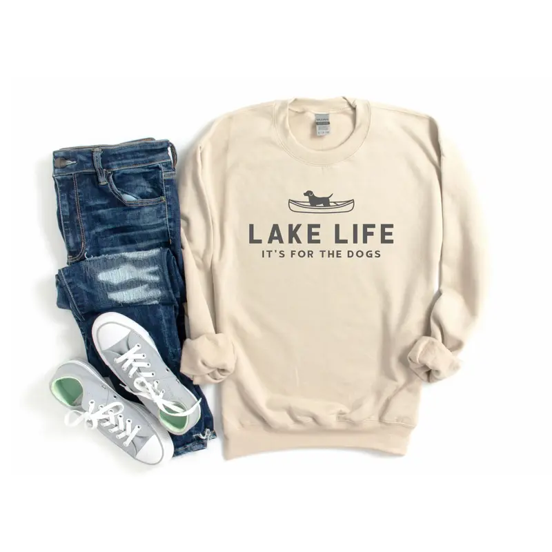 LAKE Shirt Sweatshirt Unisex Crew Neck Crewneck Sweatshirt LAKE LIFE Dog Lover Shirts