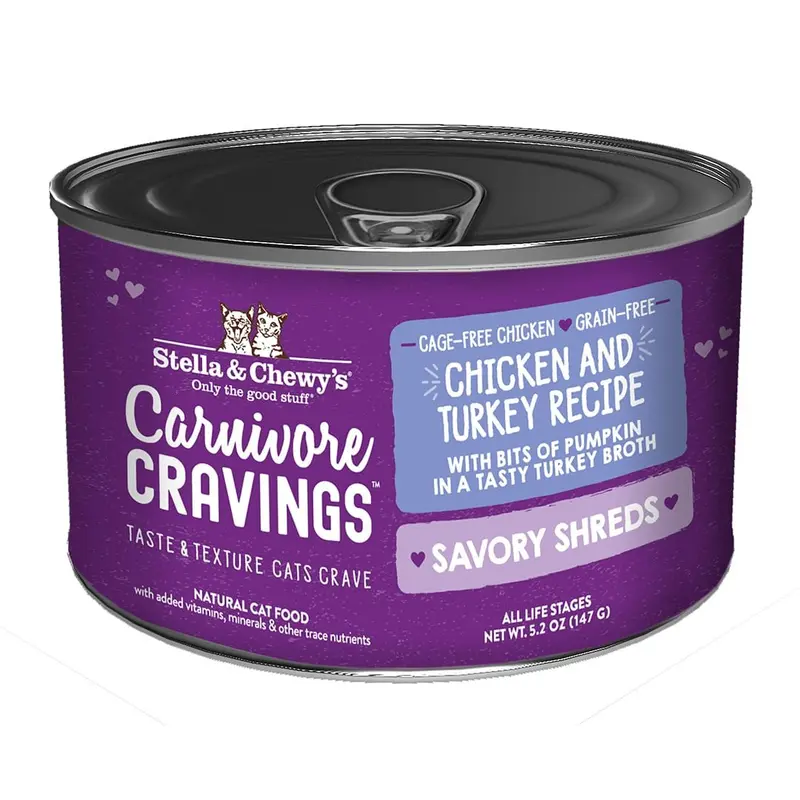 Stella & Chewy's Carnivore Cravings Savory Shreds Wet Cat Food - Chicken & Turkey - 5.2oz Can