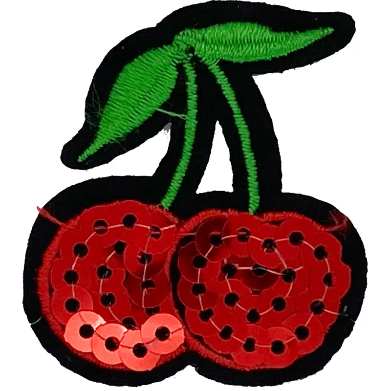 Small Sequin Red Cherries - Patch