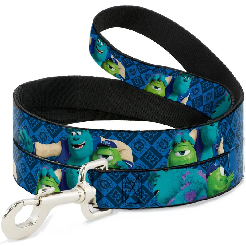 Dog Leash - Monsters University Sulley & Mike Poses/Checkers Blue