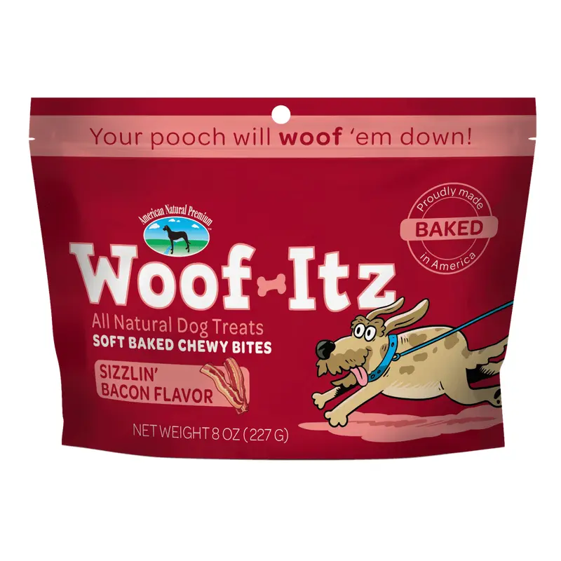 American Natural Premium Woof Itz Sizzlin Bacon 8oz