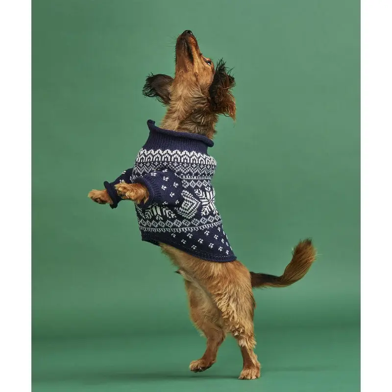 Vineyard Vines X Fma Chunky Snowflake Pet Sweater, Nautical Navy